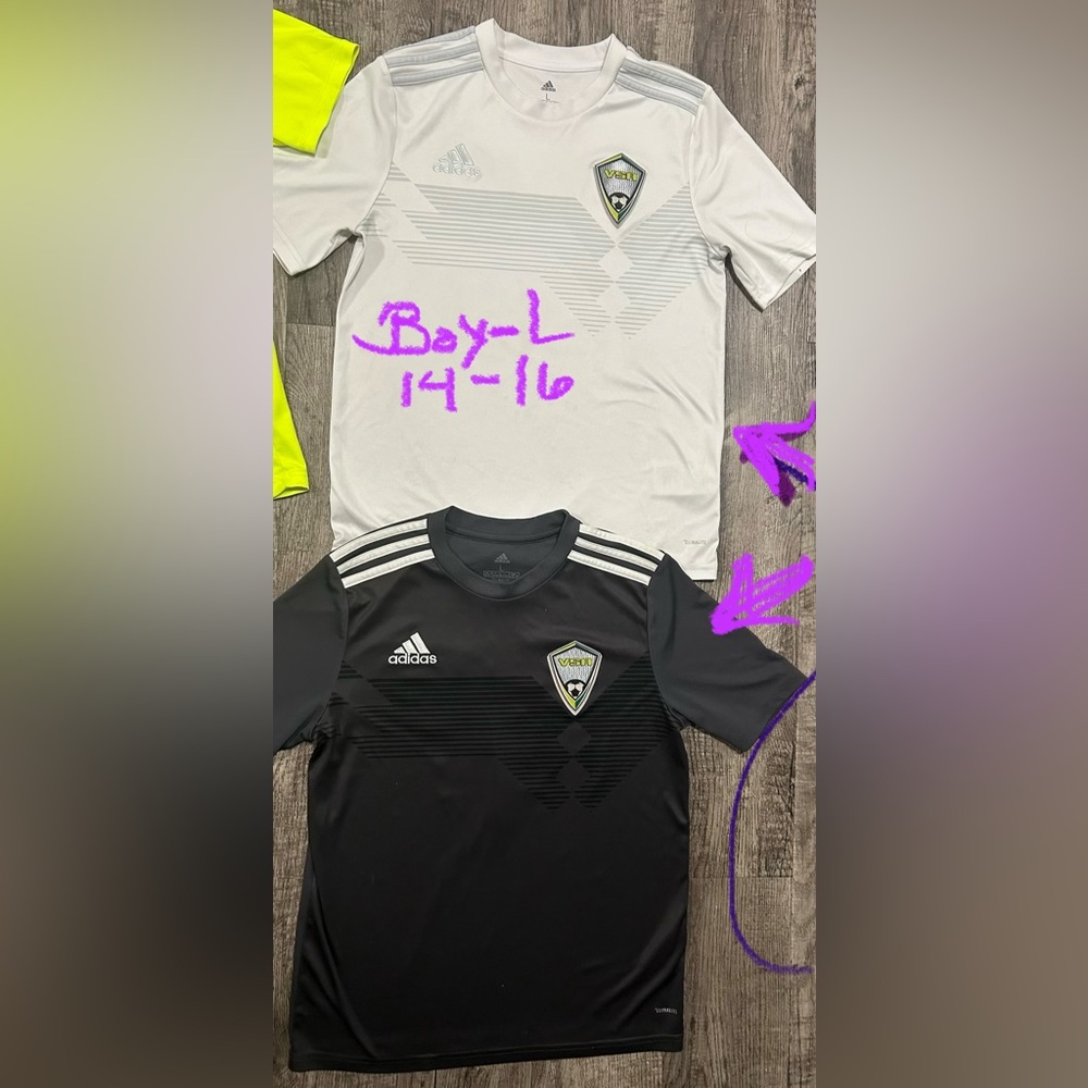 Adidas bundle 3 boys L, 14-16 Black and White Soccer Shirts - Picture 8 of 9